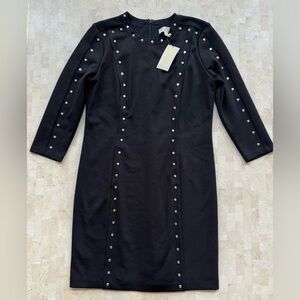 Michael KORS Black w Silver Metal Studs Bodycon Sexy Dress Women’s Sz 10 NWT